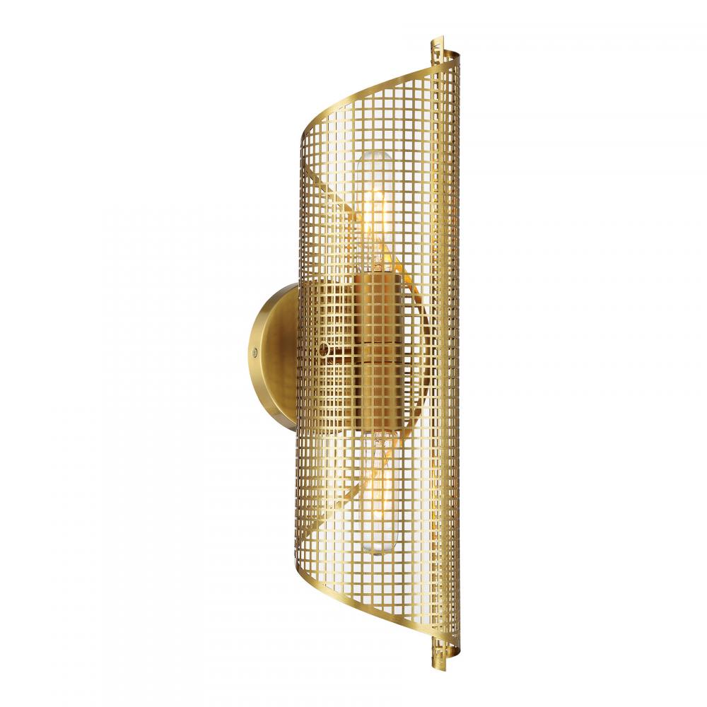 Hillbourne 2-Light Wall Sconce in Warm Brass