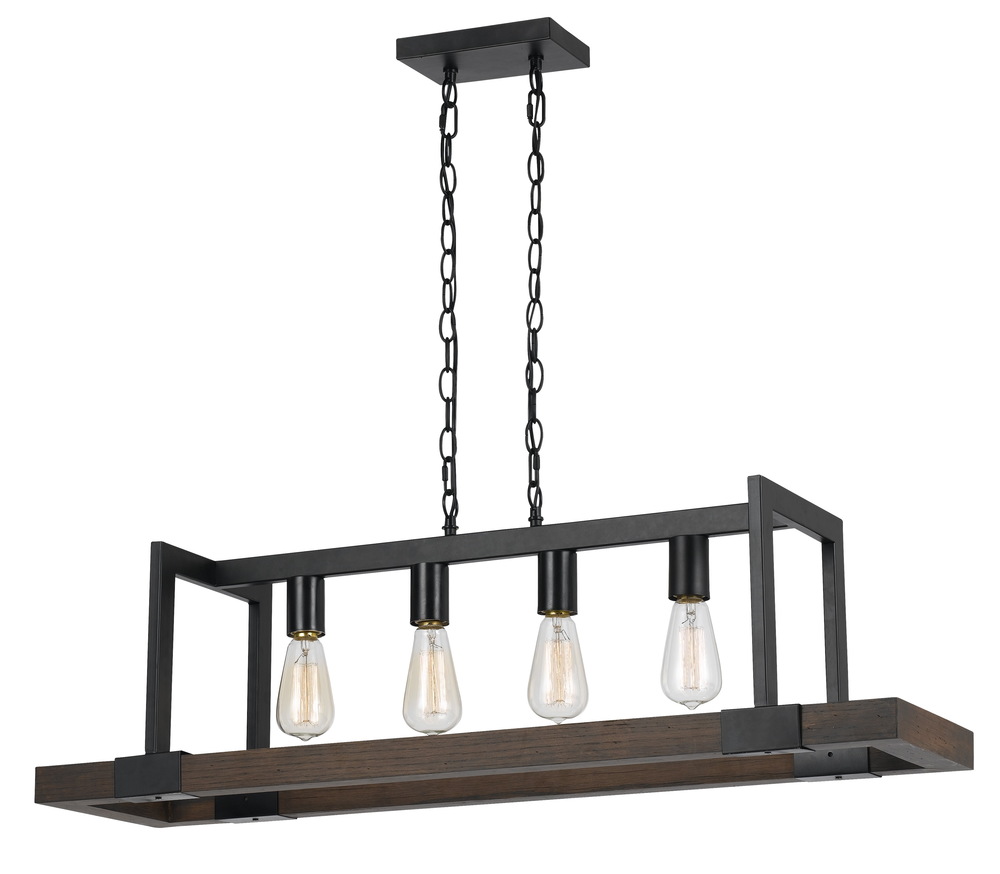 26" Inch Tall Wood Chandelier in Dark Bronze Wood Finish