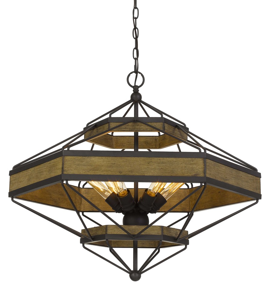 25.75" Height Pine Wood and Metal Fixture in Wood and Black Finish