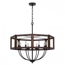 CAL Lighting FX-3761-8 - 60W x 8 Renton hexagon rubber wood / metal chandelier