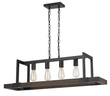 CAL Lighting FX-3586-4 - 26" Inch Tall Wood Chandelier in Dark Bronze Wood Finish