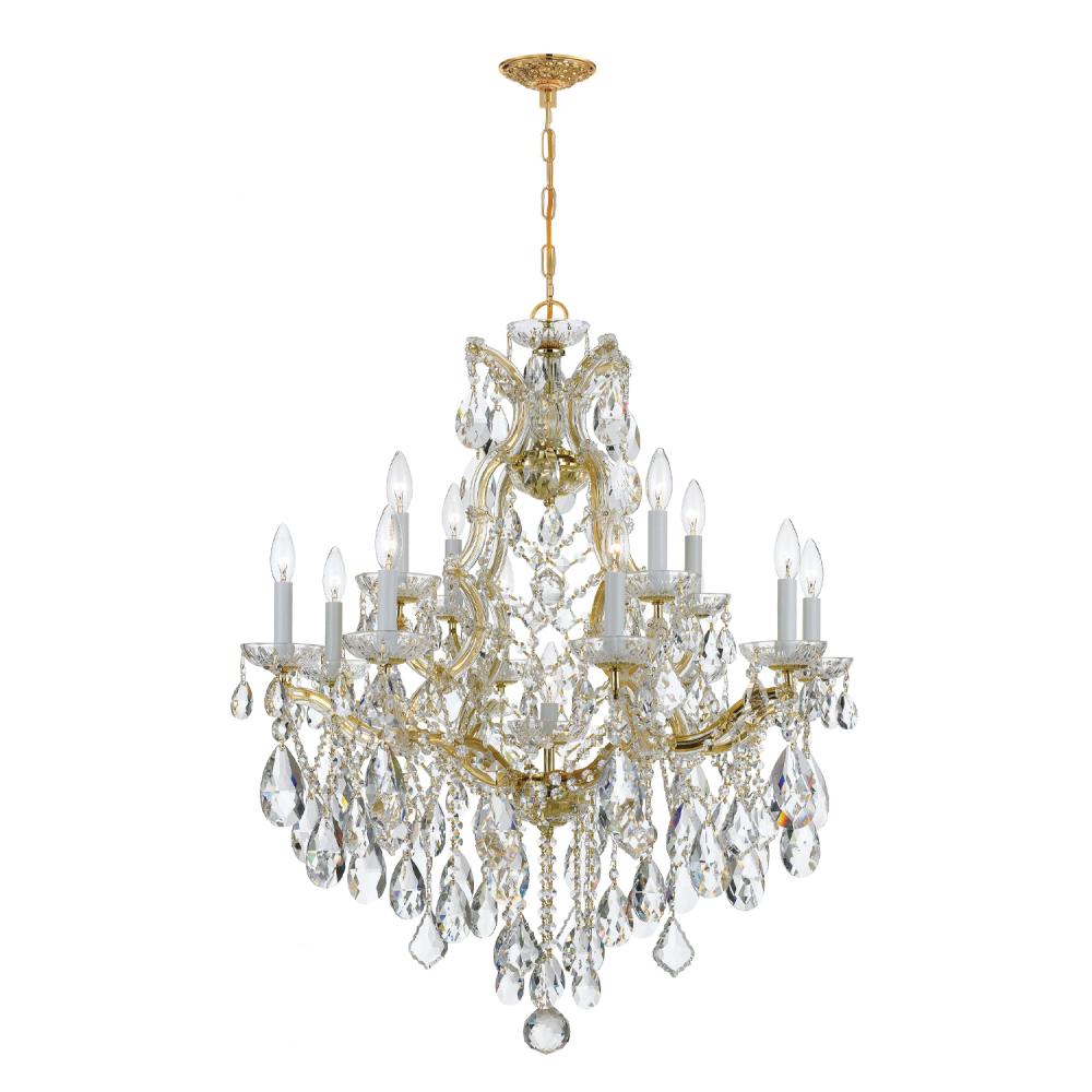 Maria Theresa 13 Light Hand Cut Crystal Gold Chandelier