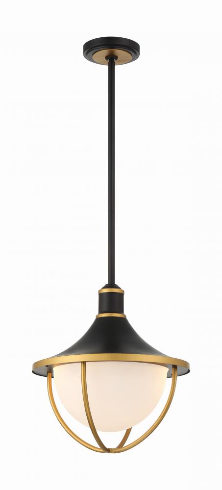 Atlas 3 Light Matte Black + Textured Gold Outdoor Pendant