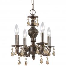 Crystorama 5024-VB-GT-MWP - Paris Market 4 Light Golden Teak Hand Cut Crystal Venetian Bronze Mini Chandelier