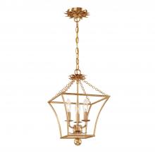 Crystorama 514-GA - Broche 3 Light Antique Gold Lantern Chandelier