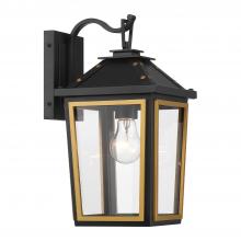 Crystorama HAW-601-MK-TG - Hawkins 1 Light Matte Black + Textured Gold Outdoor Sconce