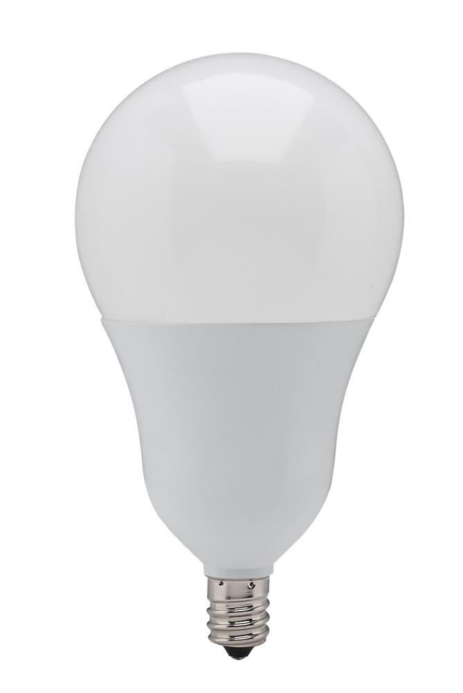 9.8 Watt; A19 LED; 3000K; Candelabra base; 220 deg. Beam Angle; 120 Volt