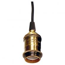 Satco Products Inc. 80/2270 - Medium base lampholder; 4pc. Solid brass; prewired; Uno ring; 6ft. 18/2 SVT Black Cord; Antique
