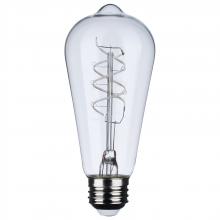 Satco Products Inc. S11520 - 6 Watt LED; Reminiscent; Flex Gray Coil Filament; ST19; Medium Base; 2700K CCT; Clear; 120 Volt