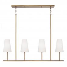 Capital 855241AD-550 - 4-Light Modern Linear Chandelier in Aged Brass with Tapered Soft White Glass