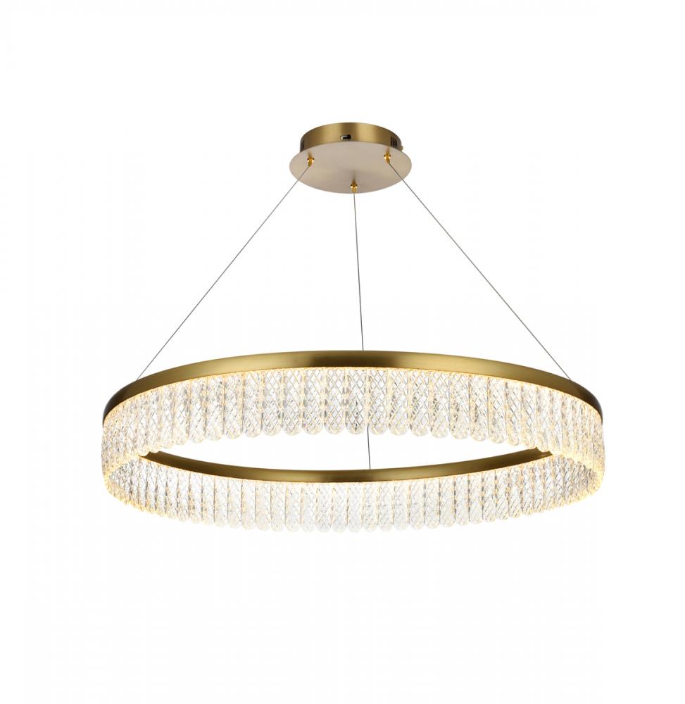 Rune 32 Inch Adjustable LED Chandelier in Satin Gold