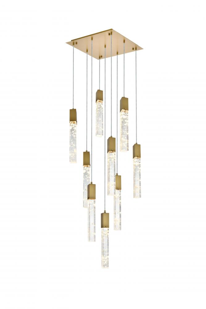 Pendant L20"W20"H24"L9 Satin Gold