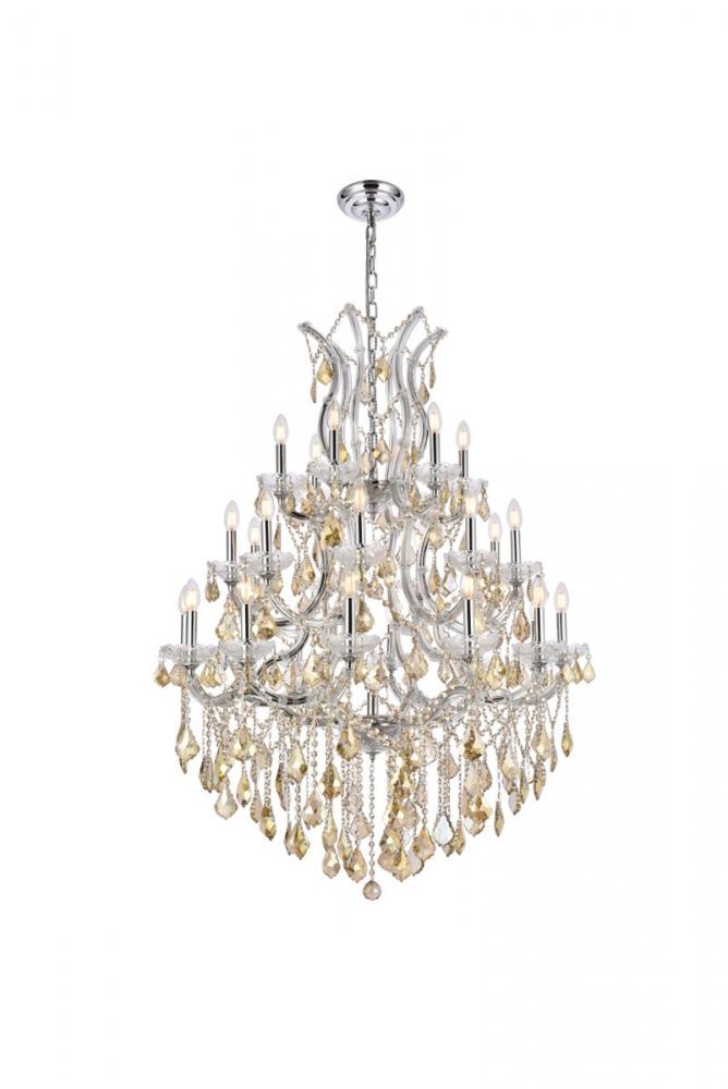 Maria Theresa 28 Light Chrome Chandelier Golden Teak (Smoky) Royal Cut Crystal