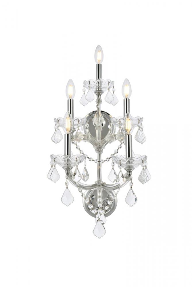 Maria Theresa 5 Light Chrome Wall Sconce Clear Royal Cut Crystal