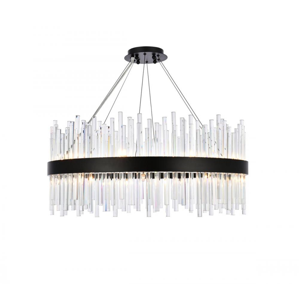 Dallas 32 inch round crystal pendant in black