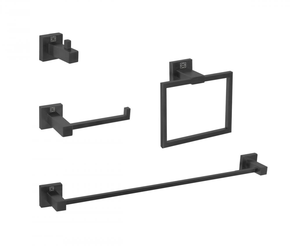 Isla 4-piece Bathroom Hardware Set in Matte Black