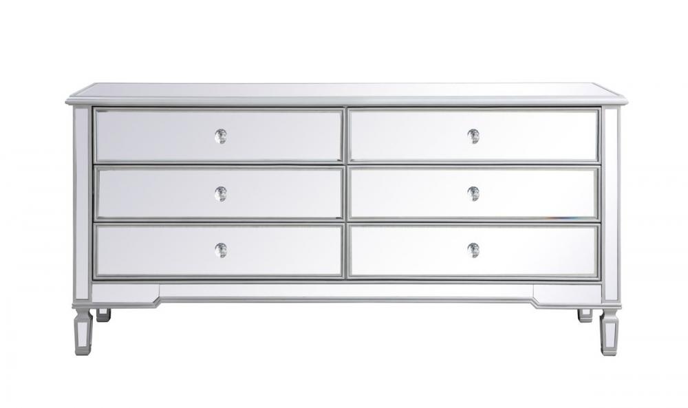 Contempo 72 in. mirrored chest in antique Silver