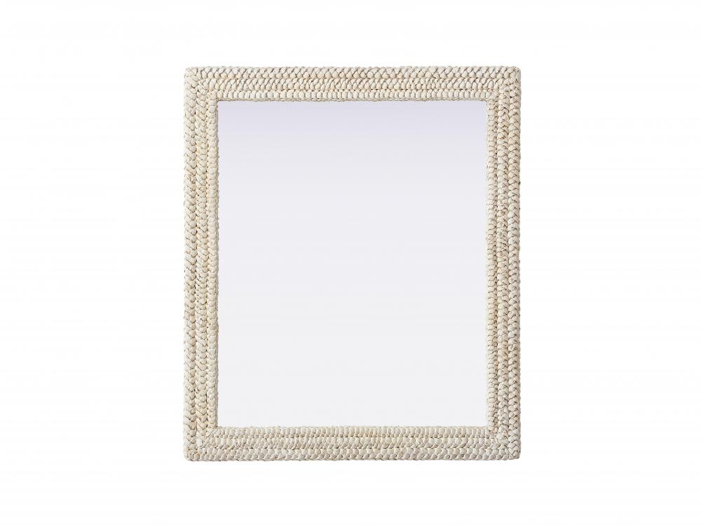 Rectangle Cornhusk Mirror 36x42 in Linen White