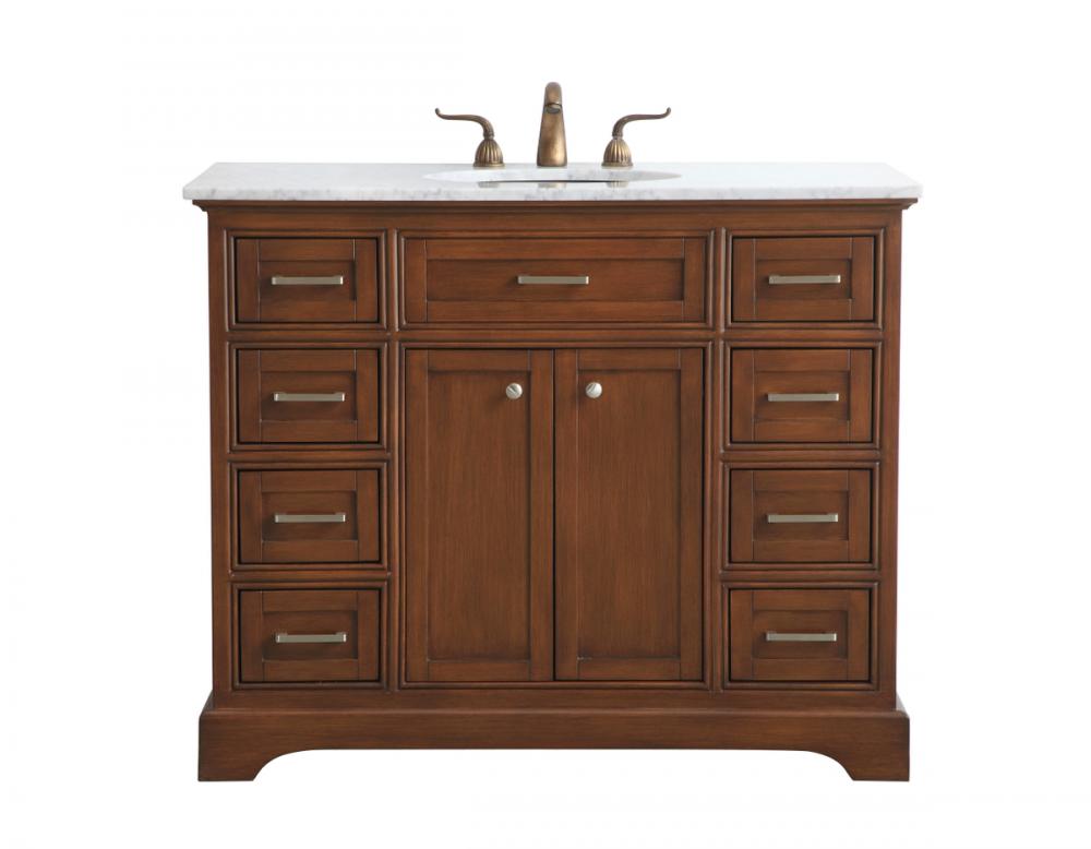 42 In. Single Bathroom Vanity Set in Teak