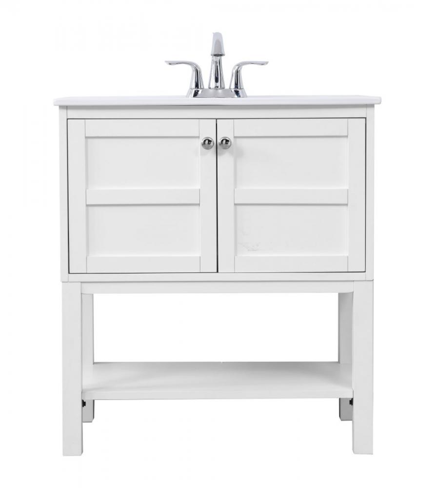 30 In. Single Bathroom Vanity Set in White