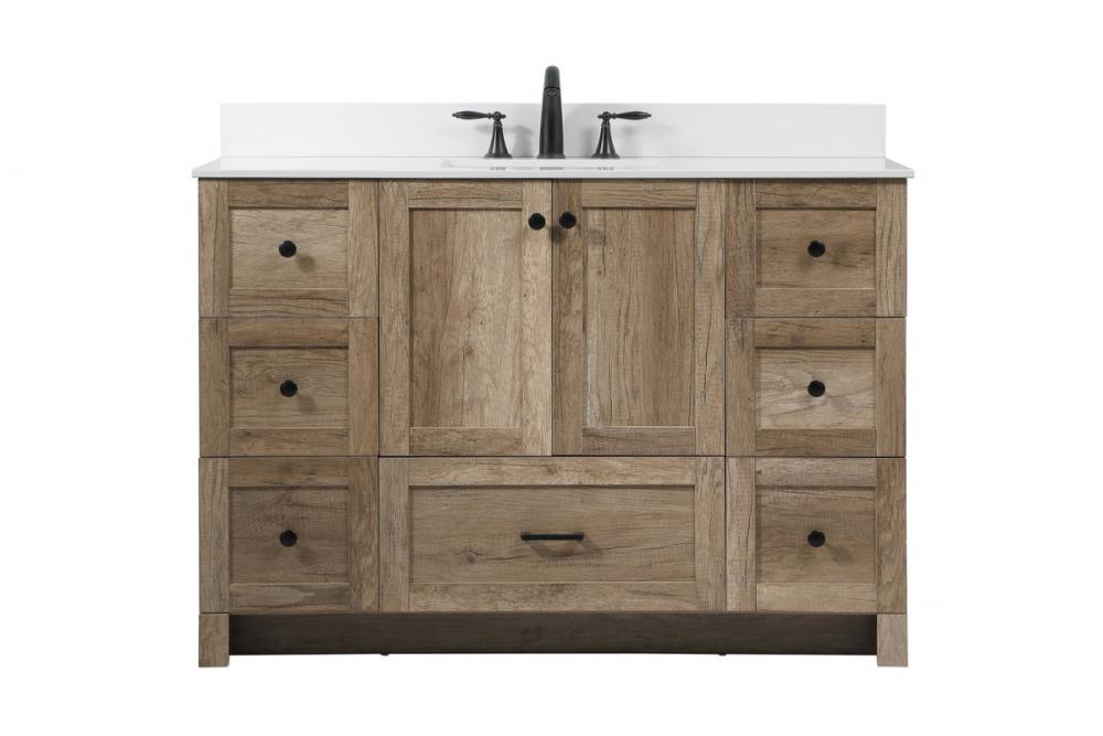 48 inch Single bathroom vanity in natural oak with backsplash