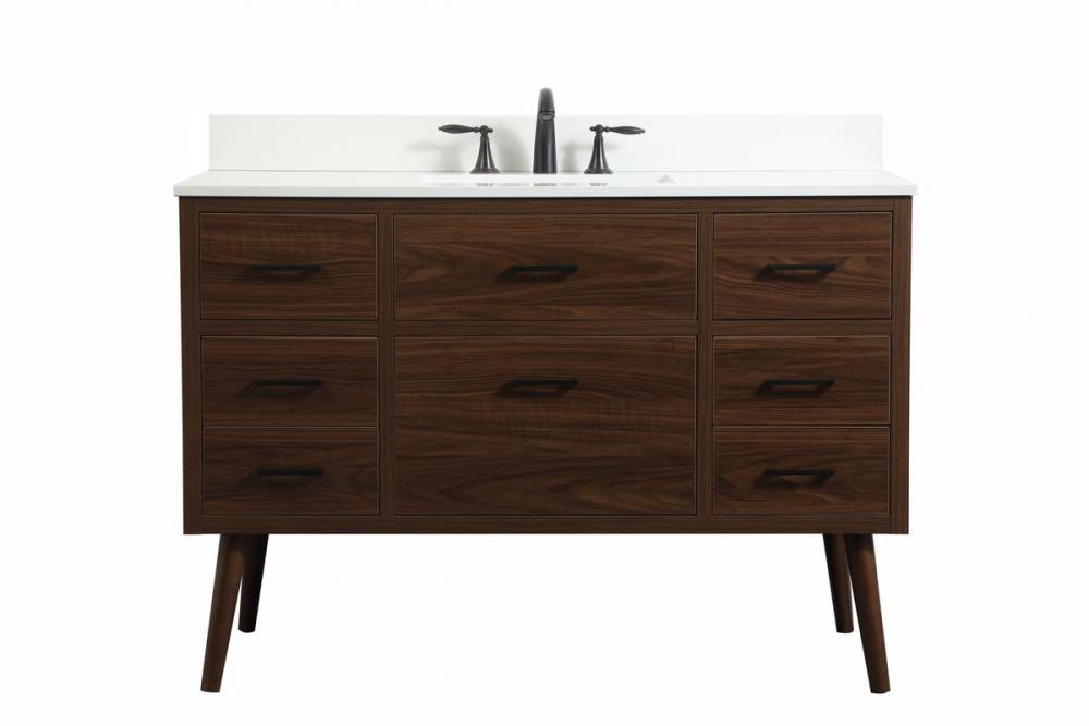 48 Inch Single Bathroom Vanity in Walnut with Backsplash