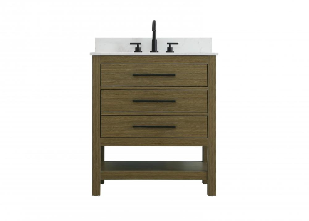 Vanity Cabinet 2DW 30"W x 22"D x 34"H Chestnut Brownw/BS