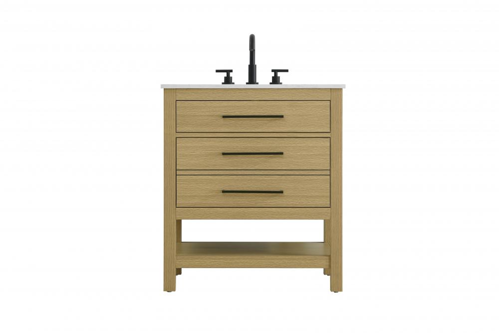 Vanity Cabinet 2DW 30"W x 22"D x 34"H Honey Brown