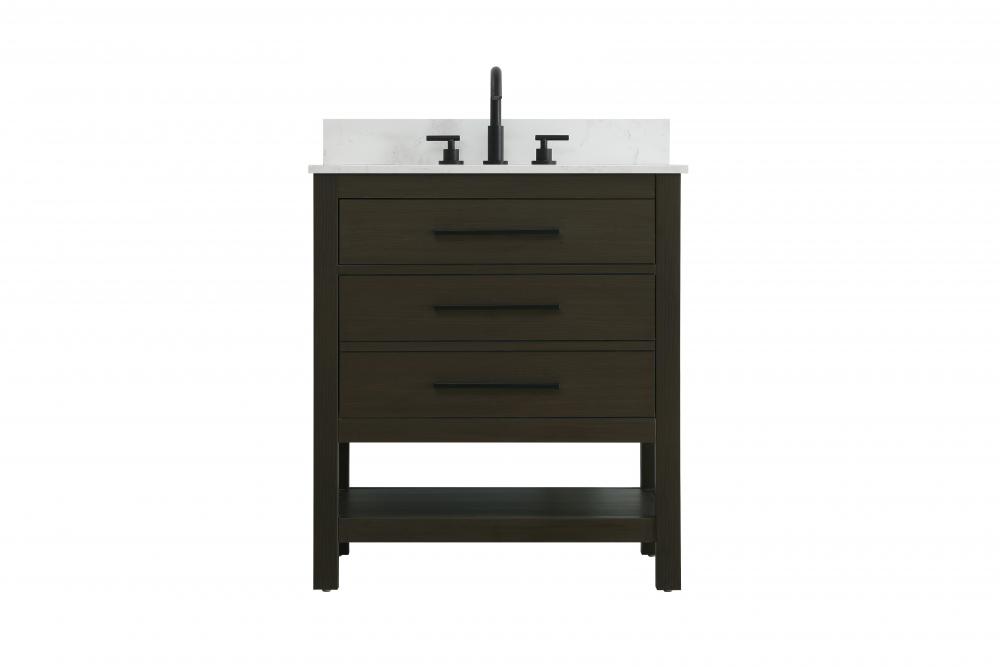 Vanity Cabinet 2DW 30"W x 22"D x 34"H Mocha Brownw/BS