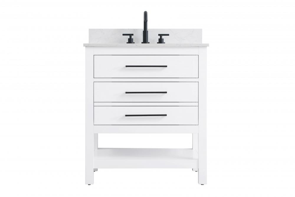 Vanity Cabinet 2DW 30"W x 22"D x 34"H Whitew/BS