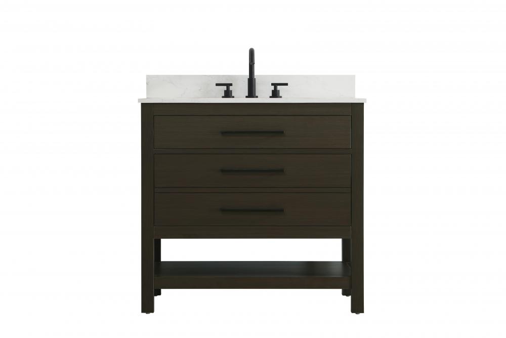 Vanity Cabinet 2DW 36"W x 22"D x 34"H Mocha Brownw/BS