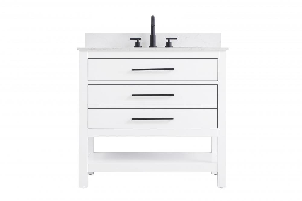 Vanity Cabinet 2DW 36"W x 22"D x 34"H Whitew/BS