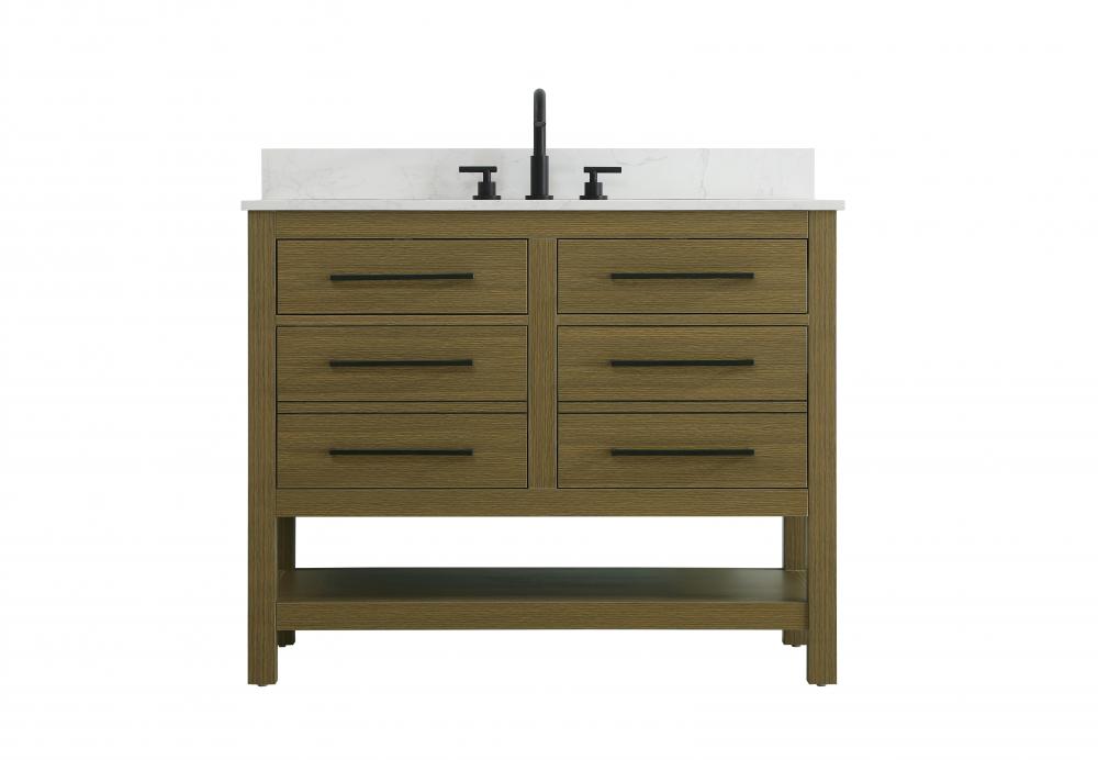 Vanity Cabinet 4DW 42"W x 22"D x 34"H Chestnut Brownw/BS