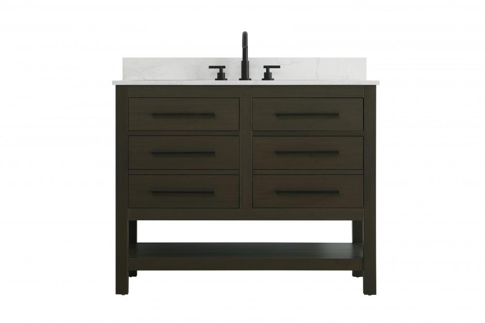 Vanity Cabinet 4DW 42"W x 22"D x 34"H Mocha Brownw/BS