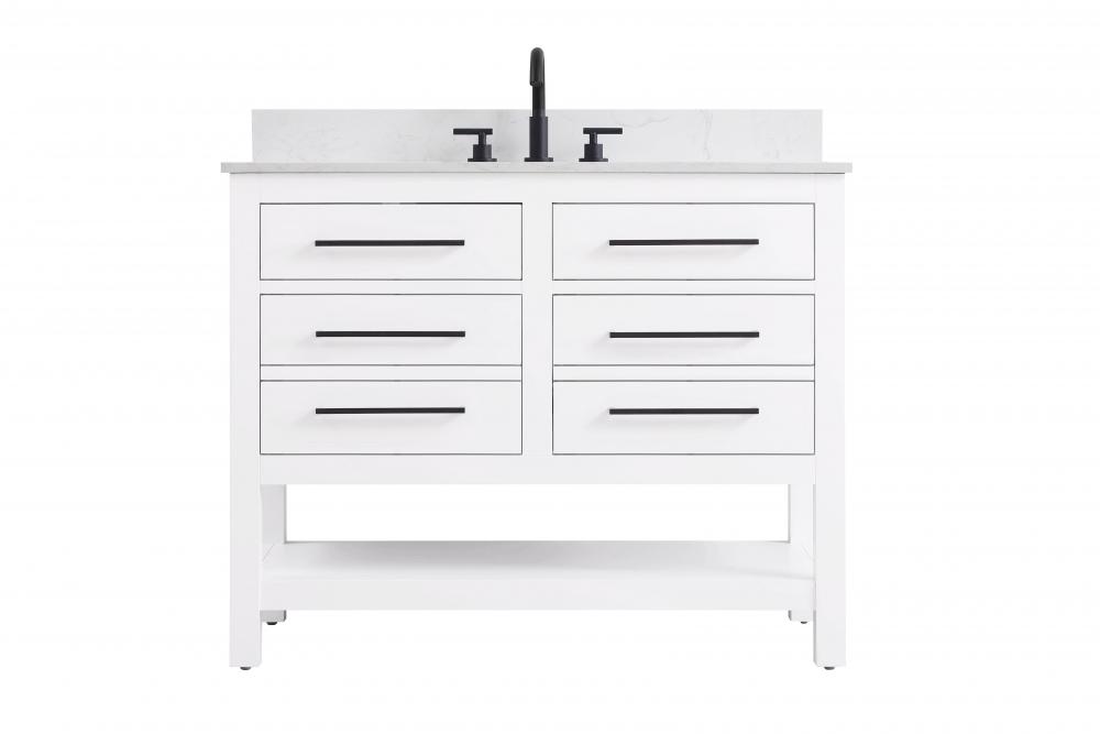 Vanity Cabinet 4DW 42"W x 22"D x 34"H Whitew/BS