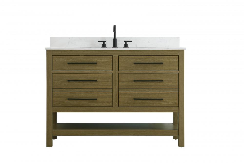 Vanity Cabinet 4DW 48"W x 22"D x 34"H Chestnut Brownw/BS