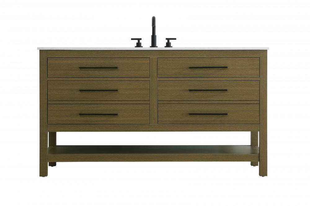 Vanity Cabinet 4DW 60"W x 22"D x 34"H Chestnut Brown