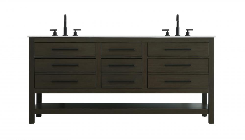 Vanity Cabinet 6Dw 72"W x 22"D x 34"H Mocha Brown
