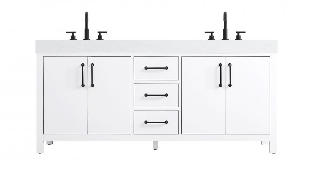 72 inch Double Bathroom Vanity In White