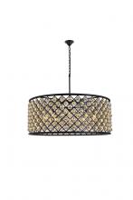  1214G43MB-GT/RC - Madison 10 Light Matte Black Chandelier Golden Teak (Smoky) Royal Cut Crystal