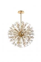 Elegant 2550D32SG - Vera 32 inch crystal starburst round pendant in gold