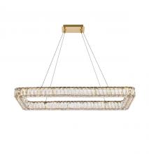 Elegant 3504D42L1G - Monroe 42 Inch LED Single Rectangle Pendant in Gold