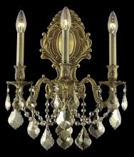 Elegant 9603W14FG-GT/RC - Monarch 3 Light French Gold Wall Sconce Golden Teak (Smoky) Royal Cut Crystal