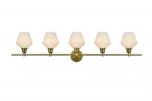 Elegant LD2325SG - Gene 5 Light Satin Gold and Frosted White Glass Wall Sconce