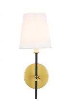 Elegant LD6004W6BRBK - Mel 1 Light Brass and Black and White Shade Wall Sconce