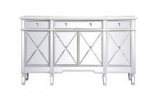 Elegant MF6-1001AW - 60 Inch Mirrored Credenza in Antique White