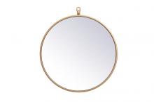 Elegant MR4718BR - Metal Frame Round Mirror with Decorative Hook 18 Inch in Brass