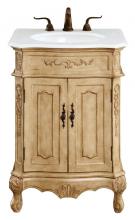 Elegant VF-1001-VW - 24 Inch Single Bathroom Vanity in Antique Beige with Ivory White Engineered Marble