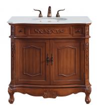 Elegant VF10536BR-VW - 36 Inch Single Bathroom Vanity in Brown with Ivory White Engineered Marble