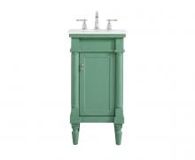 Elegant VF13018VM-VW - 18.5 Inch Single Bathroom Vanity in Vintage Mint with Ivory White Engineered Marble